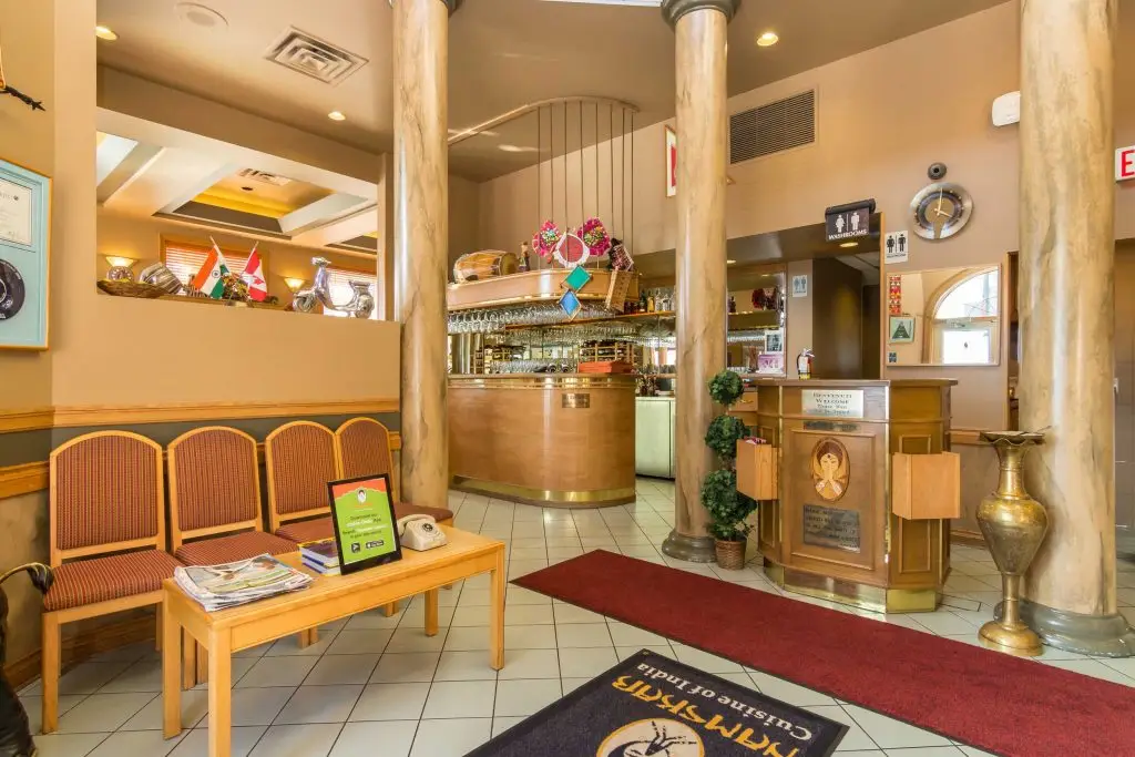 Waiting area and reception desk for takeout orders at Namskar